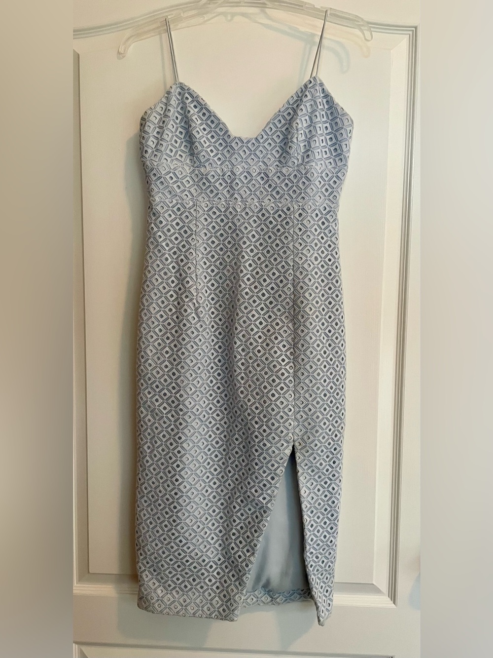 NICHOLAS Light Blue Geometric Midi Dress